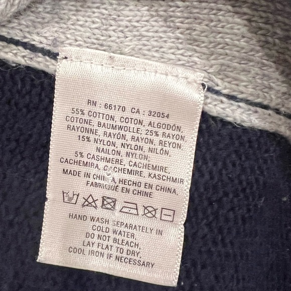 Field Flower Color Block Sweater | SZ S | Navy & Gray | Preowned | 5% Cashmere - Picture 12 of 13